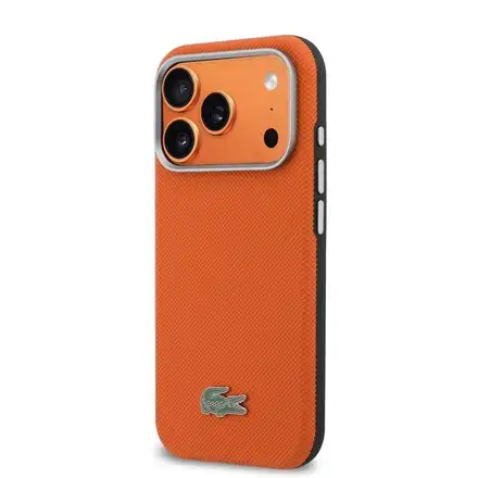 Lacoste PVC Petit Pique Semi Wrap MagSafe pre iPhone 17 Pro Max oranžový