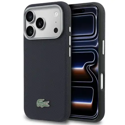 Lacoste PVC Petit Pique Semi Wrap MagSafe pre iPhone 17 Pro modrý