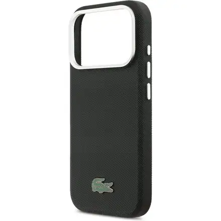 Lacoste Iconic Petit Pique Metal Logo MagSafe kryt iPhone 17 Pro čierny