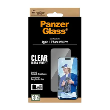 PanzerGlass ochranné sklo UWF pre iPhone 17/16 Pro - Black Frame