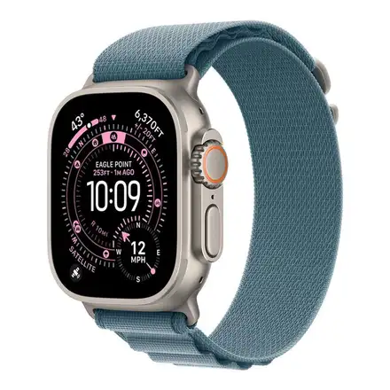 Apple Watch 49mm Light Blue Alpine Loop - Small - Natural Titanium Finish