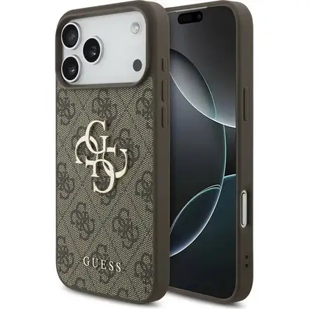Guess PU 4G Metal Logo kryt iPhone 17 Pro hnedý