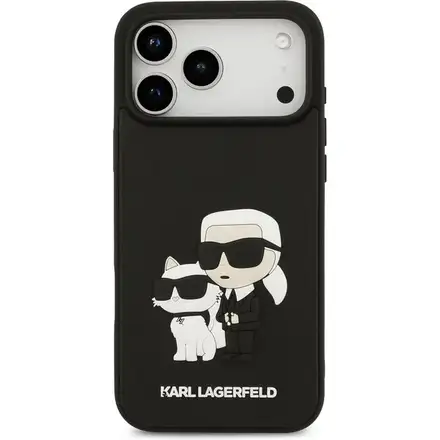 Karl Lagerfeld 3D Rubber Karl and Choupette kryt iPhone 17 Pro Max čierny