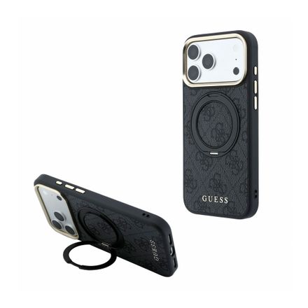 Guess PU 4G Ring Stand MagSafe kryt iPhone 18 Pro čierny