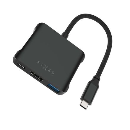 FIXED HUB Quadri, 5-portový hliníkový USB-C, 140W, PD 3.1, vesmírne čierna
