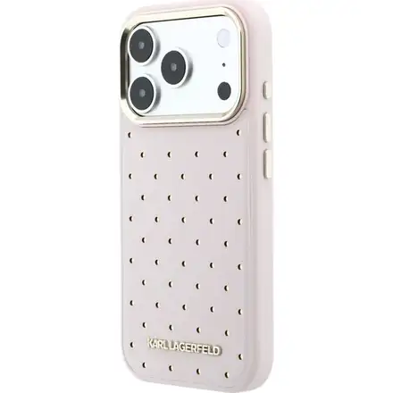 Karl Lagerfeld PU Perforated Gold Dots MagSafe kryt iPhone 17 Pro ružový