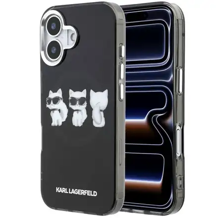 Karl Lagerfeld IML Choupette Trio Watercolor MagSafe kryt iPhone 17 čierny