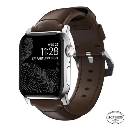 Nomad kožený remienok pre Apple Watch 44-49mm - Traditional Brown/Silver Hardware