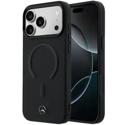 Mercedes PU Leather 3D MagSafe Zadný Kryt pre iPhone 17 Pro čierny