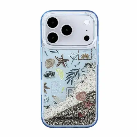 Karl Lagerfeld Liquid Glitter Beach kryt iPhone 18 Pro Max modrý
