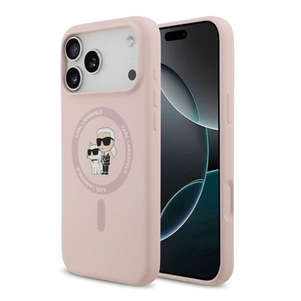 Karl Lagerfeld Liquid Silicone Karl and Choupette MagSafe kryt iPhone 18 Pro Max ružový