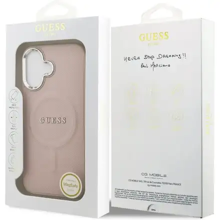 Guess PU Saffiano MagSafe kryt iPhone 17 ružový