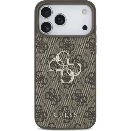 Guess PU 4G Metal Logo kryt iPhone 17 Pro hnedý