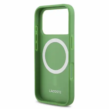 Lacoste PVC Iconic Petit Pique Metal Logo MagSafe kryt iPhone 18 Pro zelený