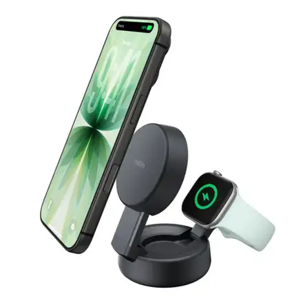 Belkin UltraCharge Pro 2-in-1 Convertible Magnetic Charger with Qi2 25W - Charcoal