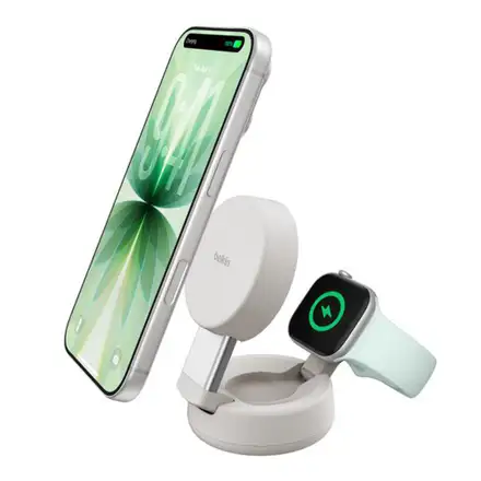Belkin UltraCharge Pro 2-in-1 Convertible Magnetic Charger with Qi2 25W - Sand