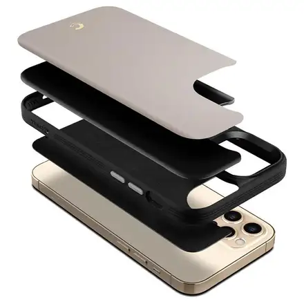 Spigen kryt Leather Brick pre iPhone 12/12 Pro - Stone