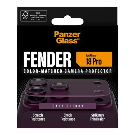 PanzerGlass Fender Camera Protection pre iPhone 18 Pro - Dark Cherry