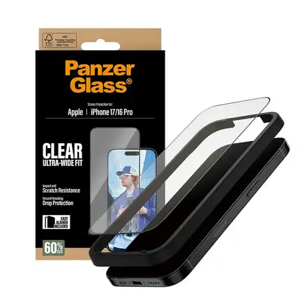 PanzerGlass ochranné sklo UWF pre iPhone 17/16 Pro - Black Frame