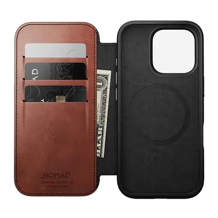 Nomad puzdro Modern Leather Folio Magsafe Horween pre iPhone 16 Pro - Olde Dublin