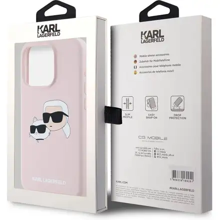 Karl Lagerfeld Liquid Silicone Double Heads MagSafe kryt iPhone 15 Pro ružový