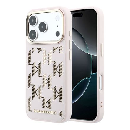 Karl Lagerfeld PU Perforated Monogram MagSafe MagSafe kryt iPhone 17 Pro Max ružový
