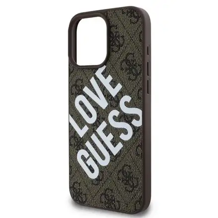 Guess PU Leather 4G Big Love Logo MagSafe kryt iPhone 16 Pro čierny