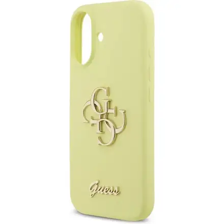 Guess Liquid Silicone 4G Metal Logo kryt iPhone 17 žltý