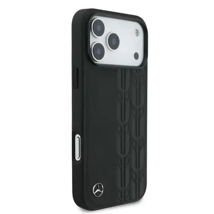 Mercedes Leather Laurel Leaves MagSafe Zadný Kryt pre iPhone 17 Pro Max čierny