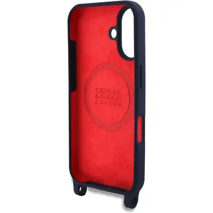Red Bull Silicone Vertical Logo MagSafe Zadný Kryt + Crossbody popruh pre iPhone 16 modrý