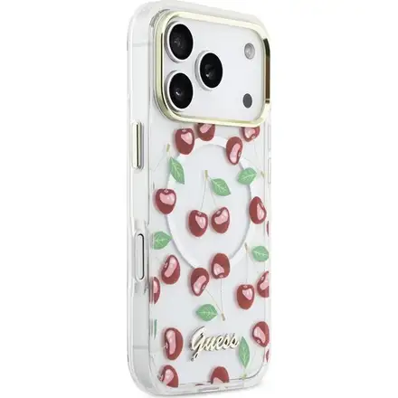 Guess IML Glitter Cherry MagSafe kryt iPhone 17 Pro biely
