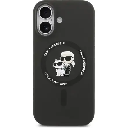 Karl Lagerfeld Liquid Silicone Karl and Choupette MagSafe kryt iPhone 17 čierny