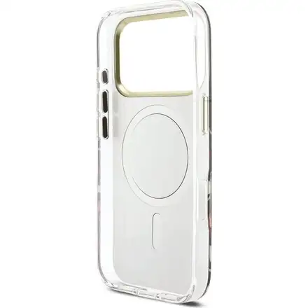 Guess PC/TPU Mirror Glitter Cherry MagSafe kryt iPhone 17 Pro Max biely