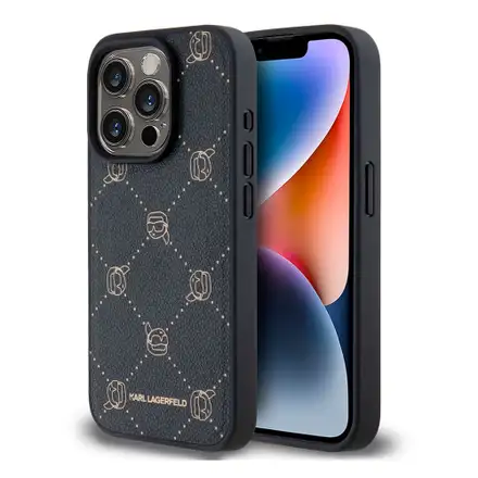Karl Lagerfeld PU Karl Heads Pattern Magsafe kryt iPhone 15 Pro Max čierny