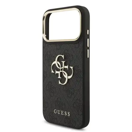 Guess PU Leather 4G Gold Frame MagSafe kryt iPhone 18 Pro čierny