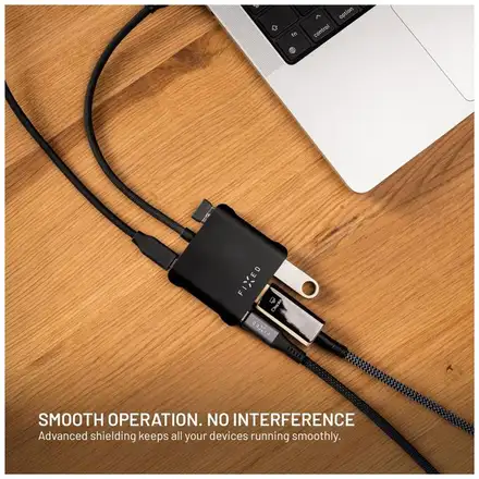 FIXED HUB Quadri, 5-portový hliníkový USB-C, 140W, PD 3.1, vesmírne čierna