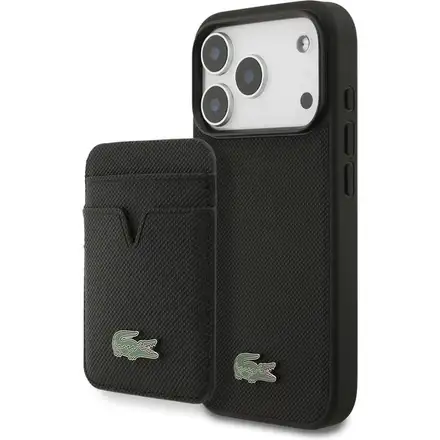 Lacoste Iconic Petit Pique MagSafe kryt + peňaženka iPhone 17 Pro čierny