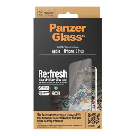 PanzerGlass ochranné sklo UWF Refresh pre iPhone 15 Plus - Black Frame