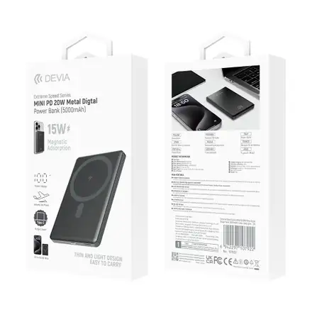 Devia powerbank Extreme Speed Series Mini Magnetic 5.000 mAh PD 20W - Space Gray