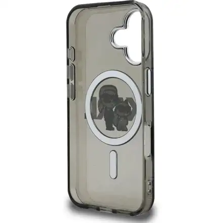 Karl Lagerfeld IML Glitter Karl and Choupette Sketch MagSafe kryt iPhone 16 čierny