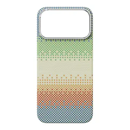 Comma kryt Woven Kevlar Magnetic Shockproof Case pre iPhone 17 Pro Max - Green Orange Light