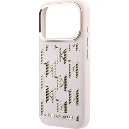 Karl Lagerfeld PU Perforated Monogram MagSafe MagSafe kryt iPhone 17 Pro ružový