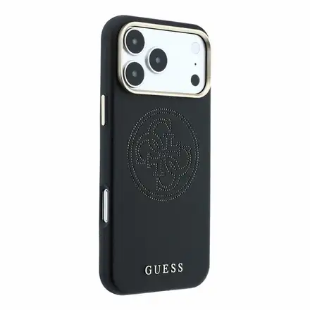 Guess PU Semi Wrap Perforated 4G Logo MagSafe kryt iPhone 18 Pro Max čierny