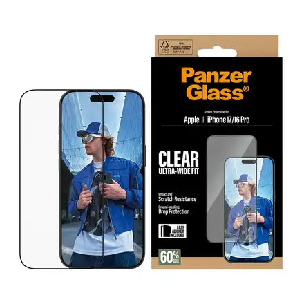 PanzerGlass ochranné sklo UWF pre iPhone 17/16 Pro - Black Frame