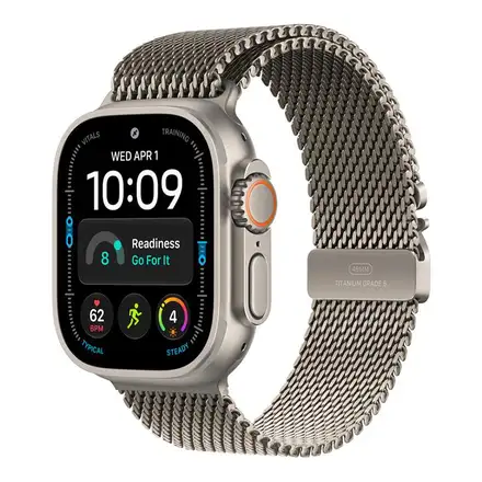 Apple Watch 49mm Natural Titanium Milanese Loop - Large