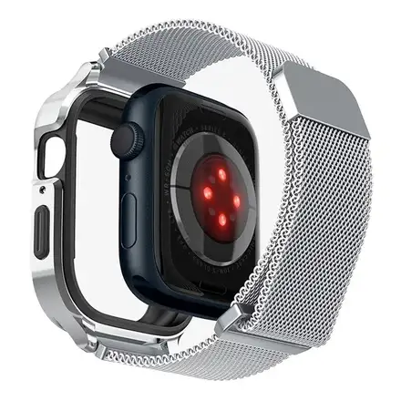 Spigen kryt Metal Fit Pro pre Apple Watch 7/8/9 45mm - Silver