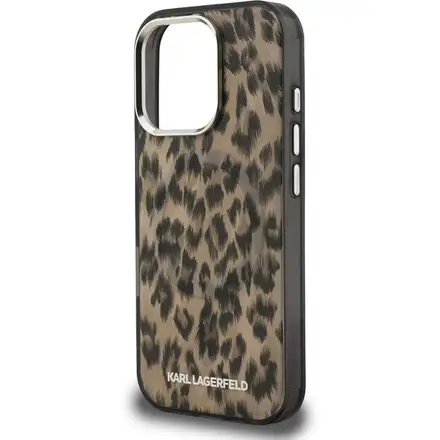 Karl Lagerfeld IML Leopard MagSafe kryt iPhone 16 Pro Max hnedý
