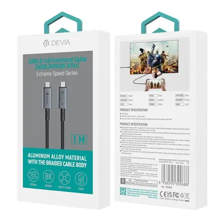 Devia kábel USB 4.0 Extreme Speed Series 240W 8K 60Hz Cable 1m - Black