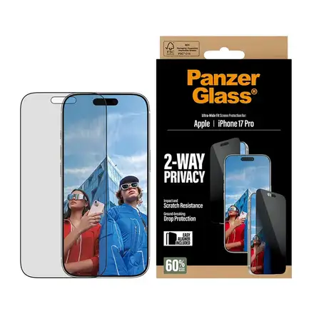 PanzerGlass ochranné sklo UWF 2-Way Privacy pre iPhone 17 Pro - Black Frame