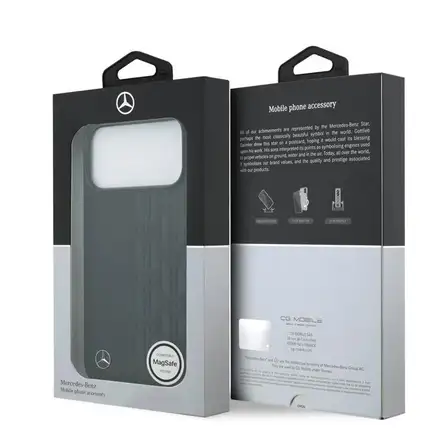 Mercedes Leather Laurel Leaves MagSafe Zadný Kryt pre iPhone 17 Pro Max čierny